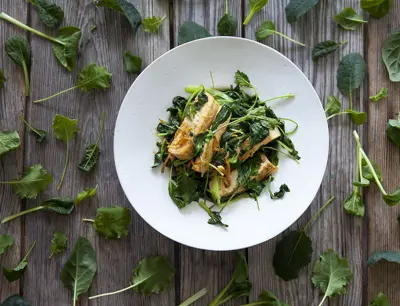 Tofu och wokad pak choi