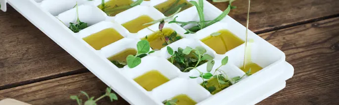 Frysa in färska örter i olja