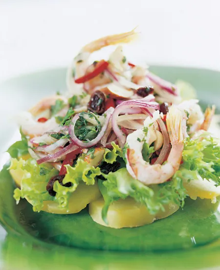 Marockansk löksallad med räkor