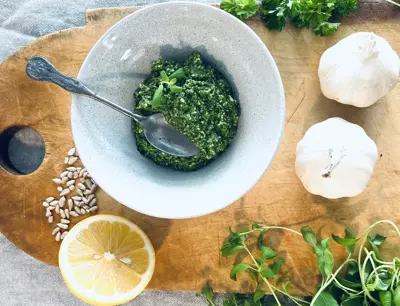 Egen pesto med solrosfrön